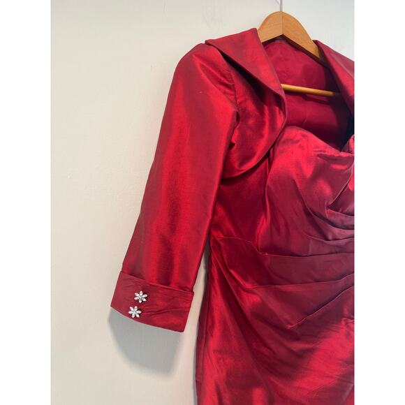 Montage Evening Mother Of The Bride Dress & Jacket Cherry Red Size 8 JL - Picture 6 of 13